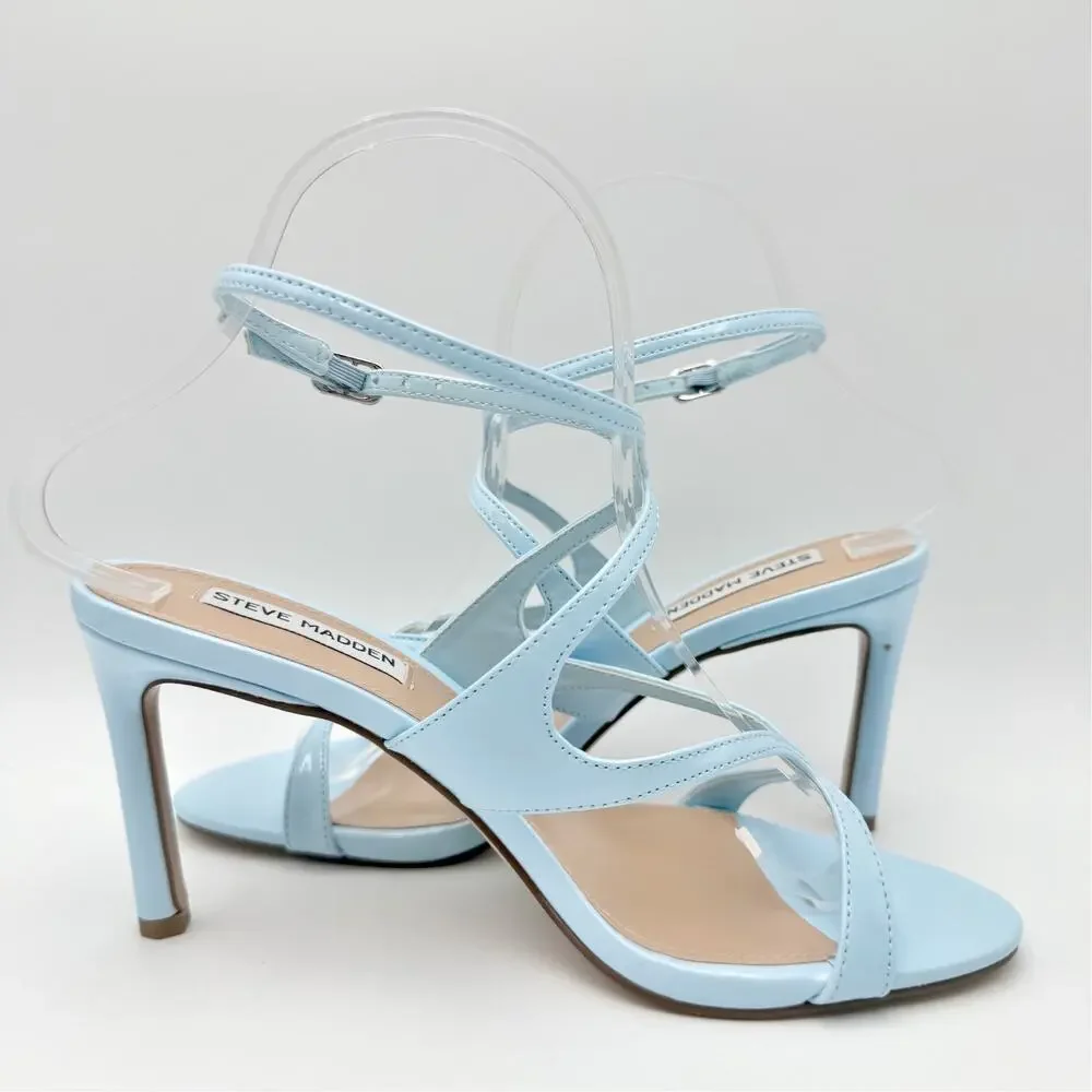 Steve Madden Womens Gracia Heel Sandals Size 7 M Blue Vegan Leather NIB
